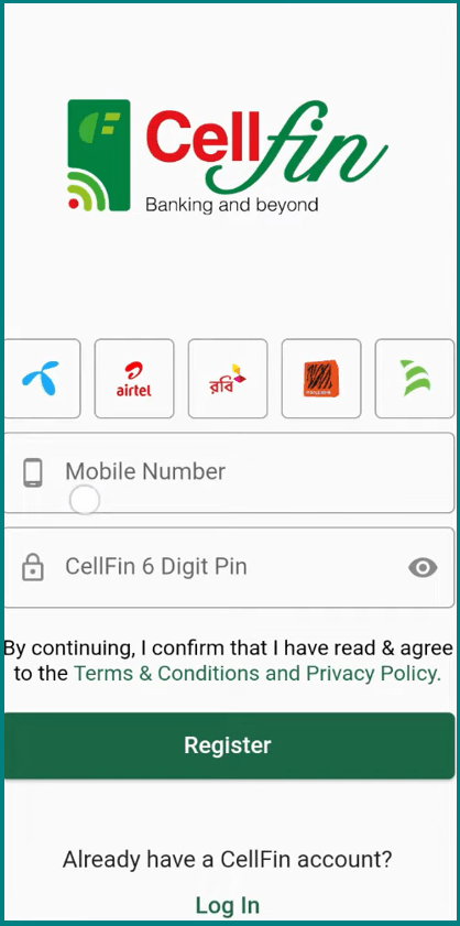 Cellfin Account Registration